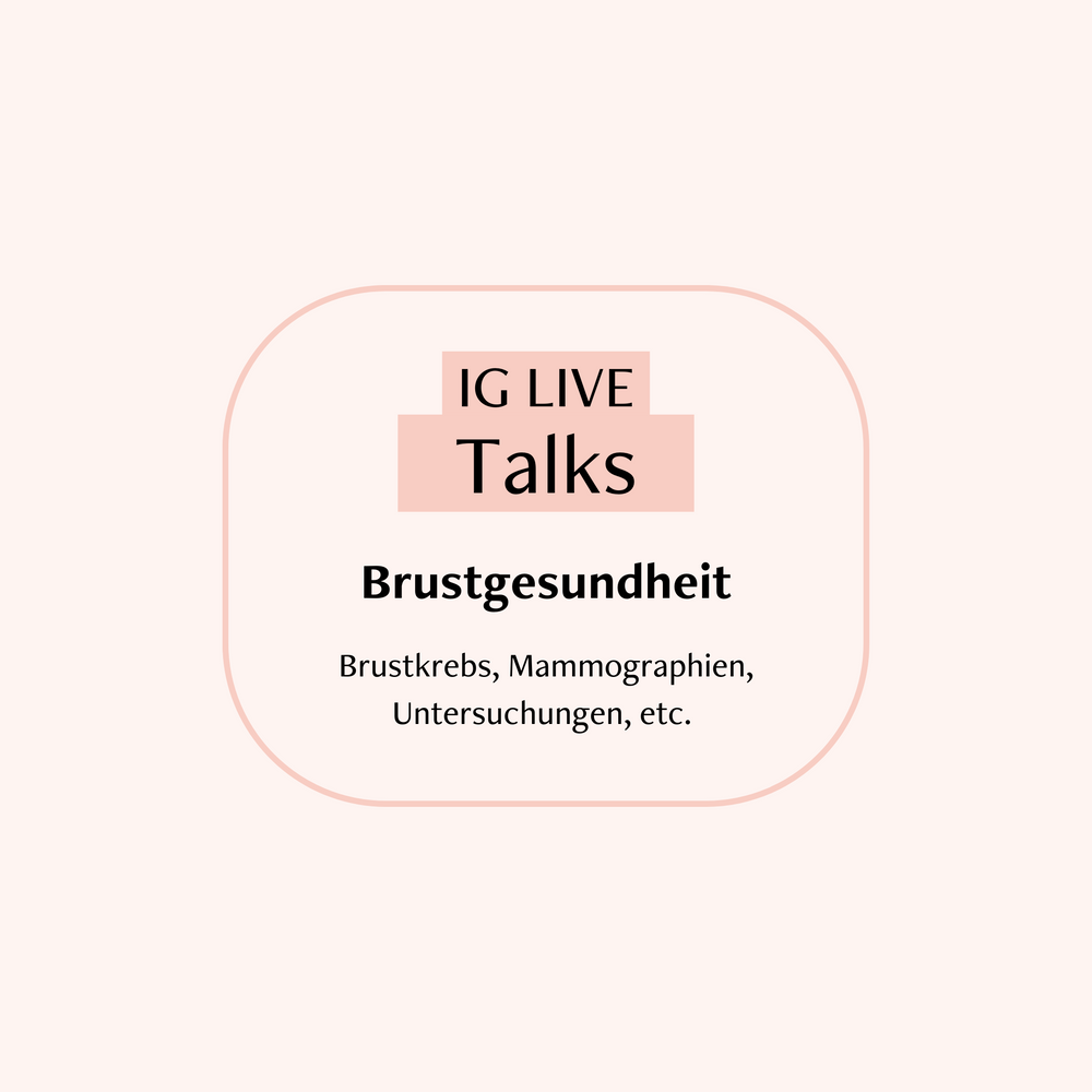 IG Live Talks über Brustgesundheit, Brustkrebs, Mammographien und Co. Cover auf rosafarbenen Hintergrund