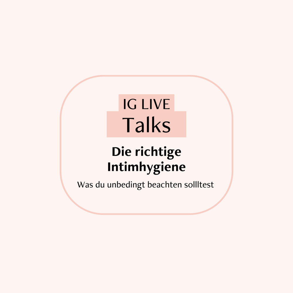 IG Live Talks über die richtige Intimhygiene Cover auf rosafarbenen Hintergrund