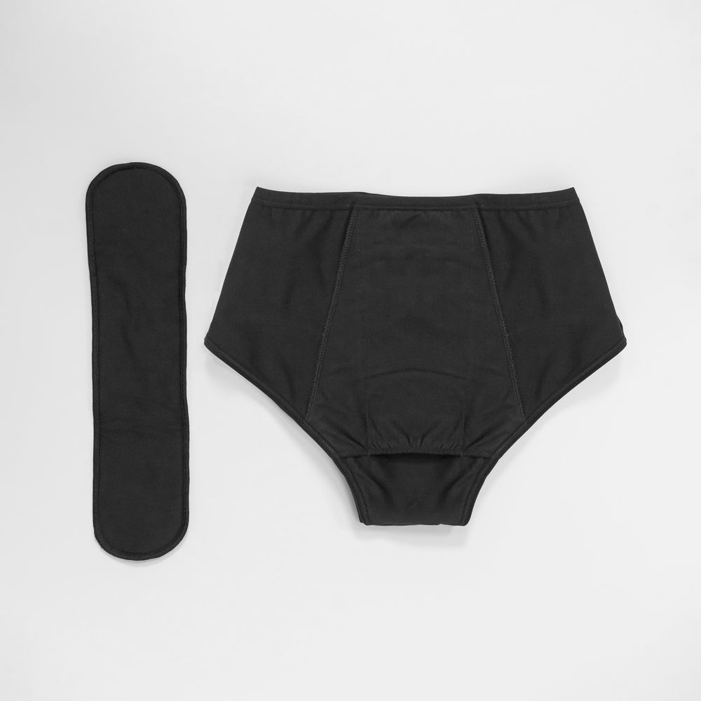 Inkontinenz Panty LENA schwarz High waist mit Extra Einlage Pad nachhaltig Baumwolle
